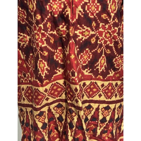 Lauren Ralph Lauren Blouse Womens Petite P/M Red Geometric Tunic Cotton Top - Picture 2 of 8